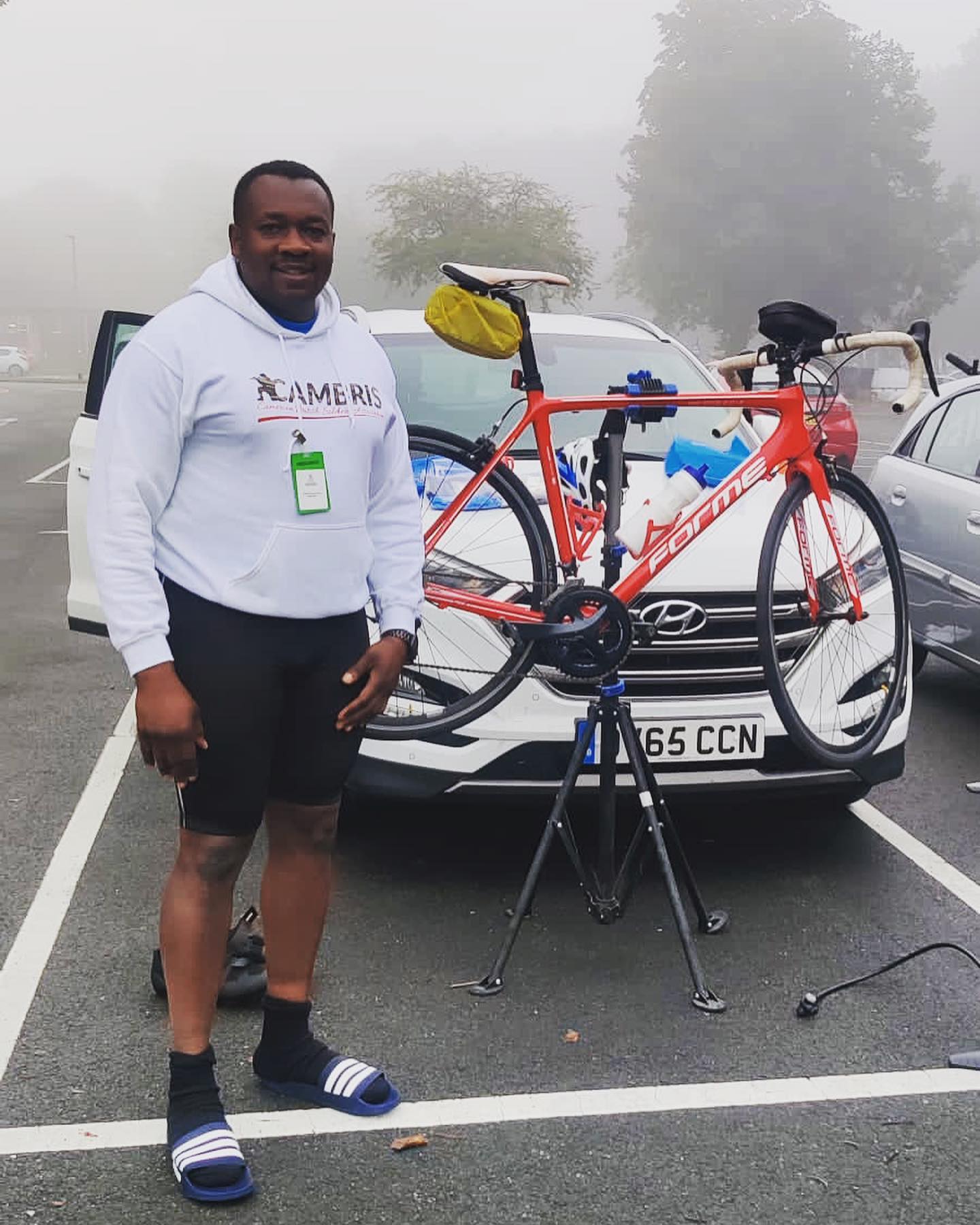 Warrant Officer Class 2 Oliver Foudjuo taking part in the Ride the Plain challenge in support of SSAFA